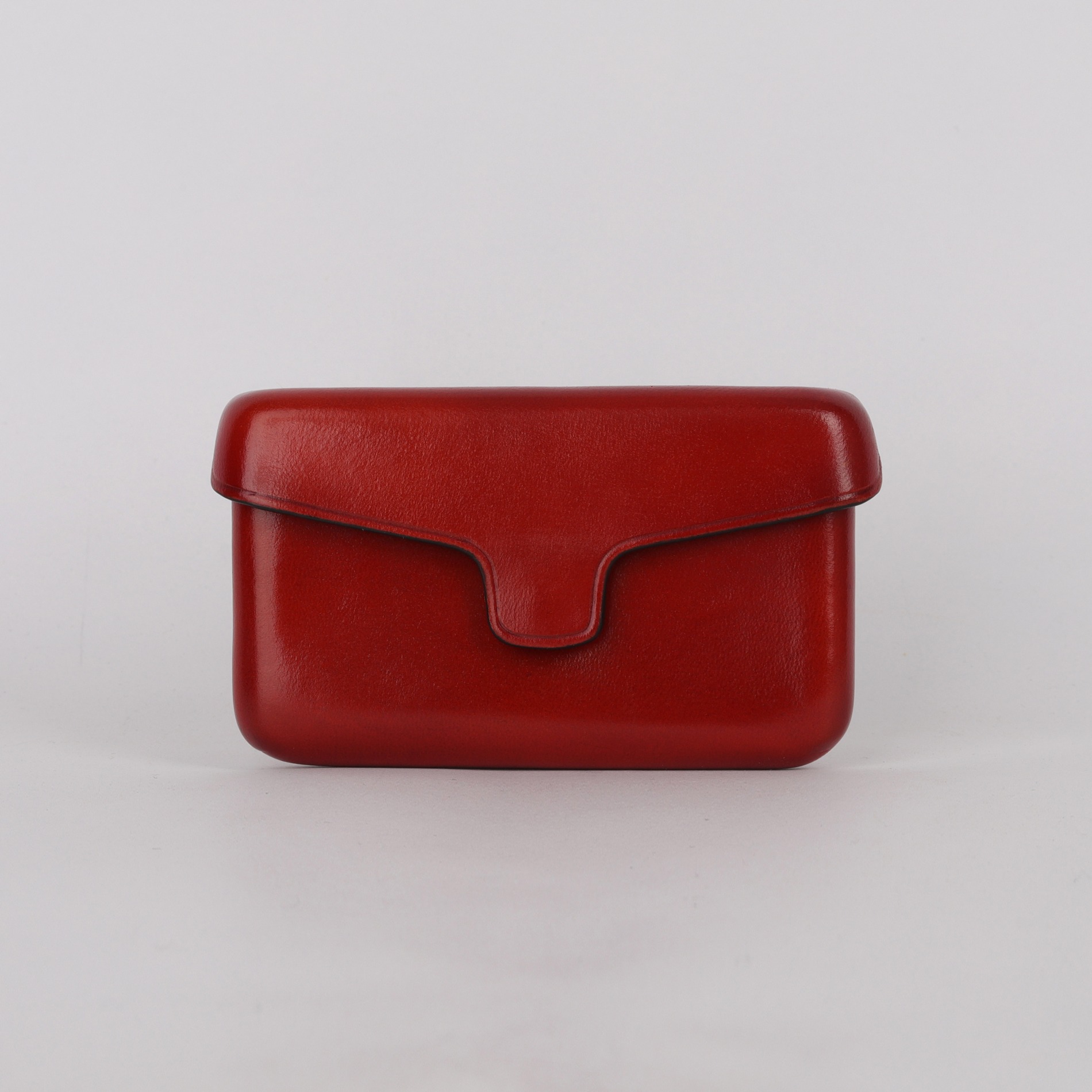 [일부세토] Leather Card Holder With Magnetic — Coral Red