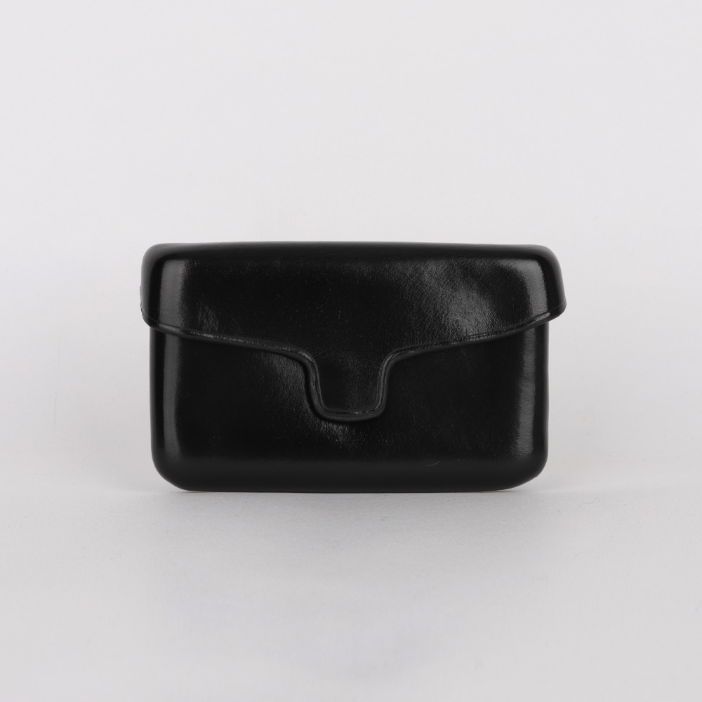 [일부세토] Leather Card Holder With Magnetic — Black